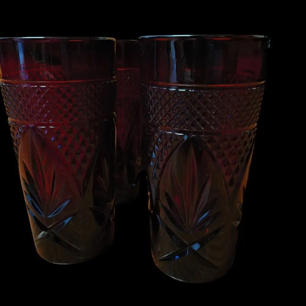 Set of 6 Luminarc Cristal D'Arques Durand Ruby Red Tumblers Made In France